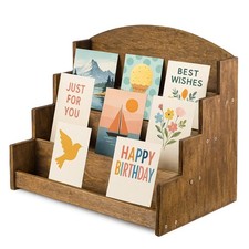 4-Tier Card Holder  Wooden Greeting Card Display Stand for Retail, Postcards