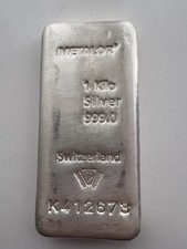 METALOR 1 kg silver bullion bar 999 Good Condition