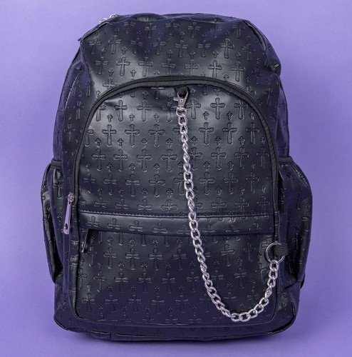 Black cross goth bag rucksack - black,