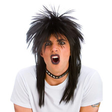 80s Black Rocker Wig Mens Punk