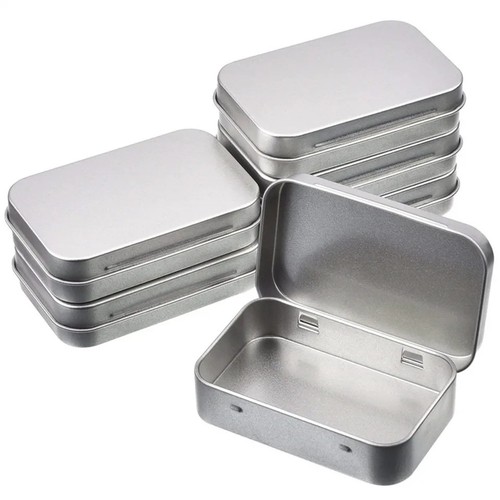 Small square metal tin - metal, storage
