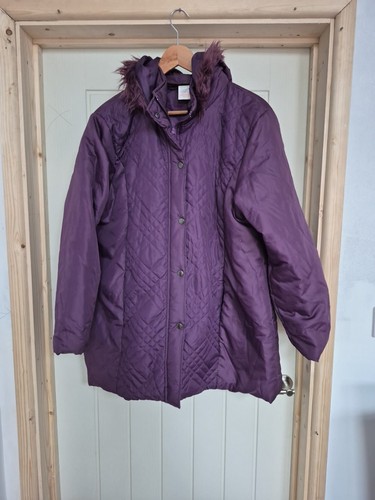 Mid length plum coloured coat - length,