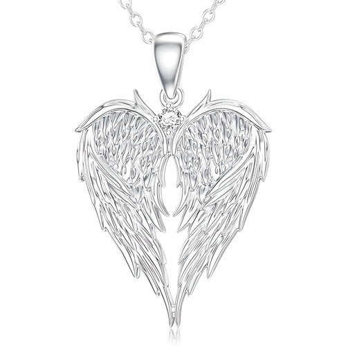 Angel wings heart pendant - angel,