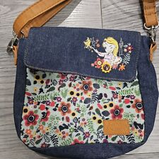 Disney Animators collection Princess Rapunzel Denim Crossbody Bag Blue Floral 