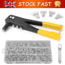 Heavy Duty Hand Pop Rivet Gun Tool Kit 1000 Assorted Rivets 4 Nozzle Head Sizes