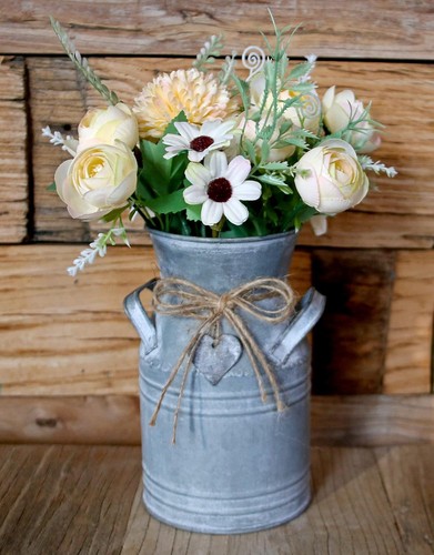 Galvanized metal flower jug - galvanized,