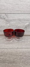 Luminarc 1970s Red Dessert Sundae Glass/Dishes-Clear Stems-French, Imperfect 