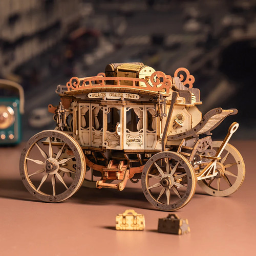 Music box wooden model kit - box, 3d