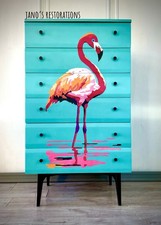 Hand Painted Teal & Pink