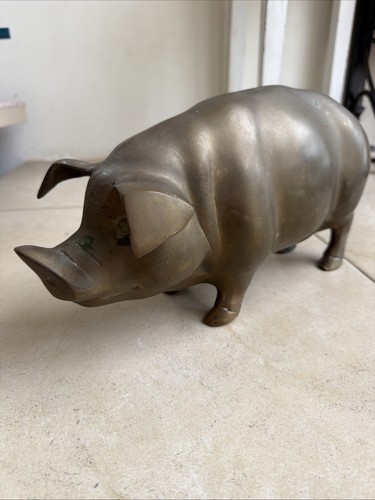 Vintage large brass pig piggy - pig,