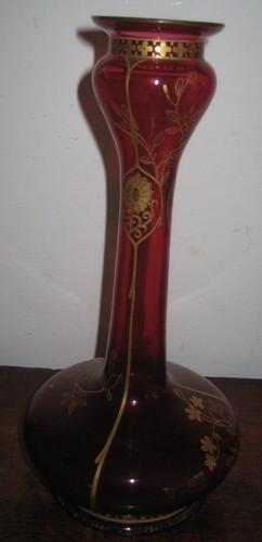 Bohemian tall cranberry glass - bohemian,