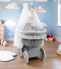 Grey Wicker Wheels Moses