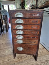Antique Oak Printers Cabinet with Drawers