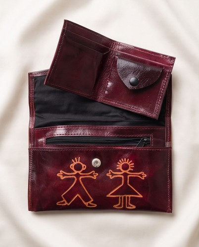 Burgundy leather wallet - burgundy,