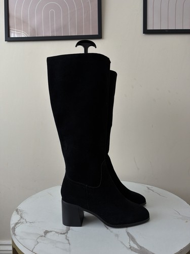 Black suede knee high - black,