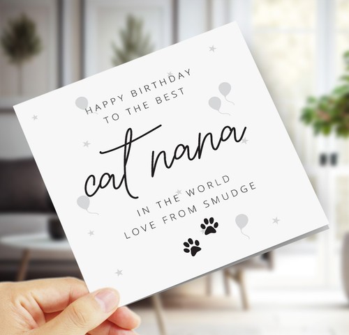 Cute cat nana birthday card - cat,