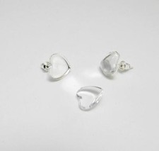 Earring cabochon heart stud blank settings with matching glass domes 12 mm bezel