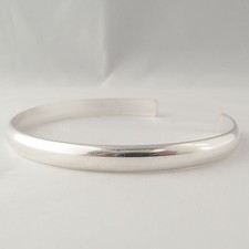 Stunningly Simple Handmade Hallmarked Sterling Silver Cuff Torque Bangle 6mm