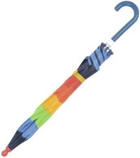 A rainbow striped children's fabric umbrella 