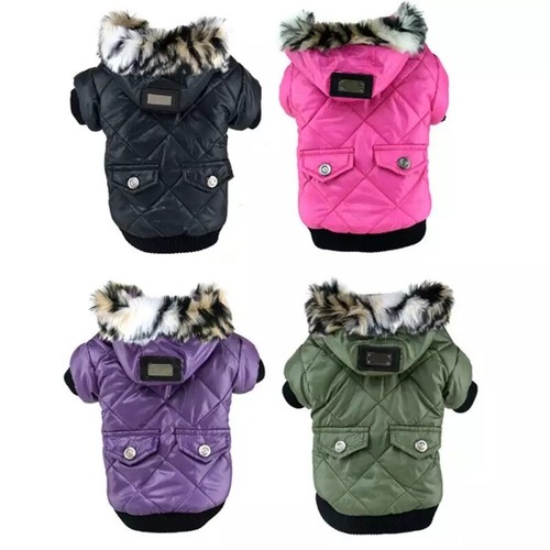Dog coat fur hood padded - coat,