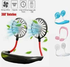 Portable Lazy Hanging Neck Sport Fan Neckband Air Cooler USB Rechargeable UK