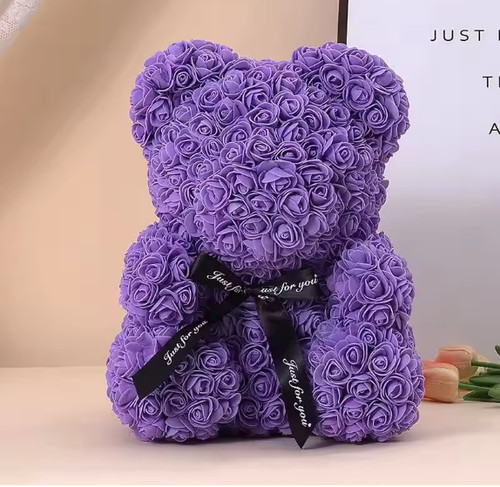 25cm artificial teddy - artificial, rose