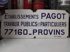 GENUINE FRENCH METAL  COMPANY ADVERTISEMENT SIGN-WHITE / BLUE LETTERS -WEATHERED