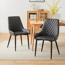 2x Grey Dining Chairs Faux