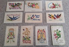 WW1 embroidered silk military postcards 10 various types