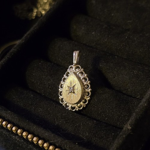 Silver teardrop pendant - silver, star