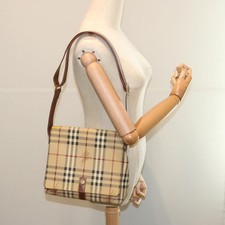 Vintage Authentic Burberry Haymarket Nova Check PVC Leather Shoulder Bag Handbag