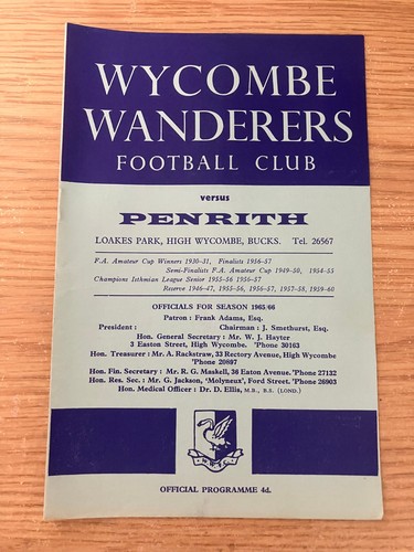 Wycombe wanderers penrith - wanderers, v