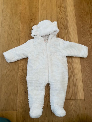 White faux fur snowsuit baby - white,