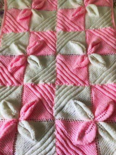 Hand knitted baby girl - , blanket