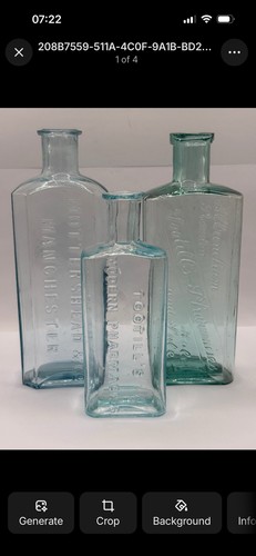 Old aqua glass advertising - old,