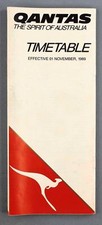 QANTAS AIRLINE TIMETABLE NOVEMBER 1989 AUSTRALIA QF SCHEDULE
