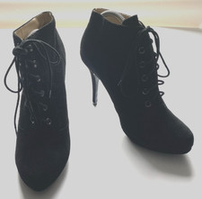 Dune Black Suede Victoriana Style Stiletto Boots Size UK 8 EU 42 RRP: £99.00 