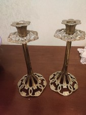 Brass art nouveau candlestick - art,