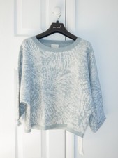 Poetry Organic Cotton Round Neck Sweater, Aqua/White, UK8, New