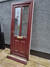 UPVC White Brown Front/Side Door with Frame, Sill, and Keys