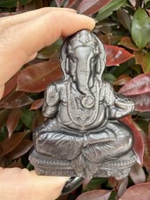 Silver sheen obsidian ganesh - obsidian,
