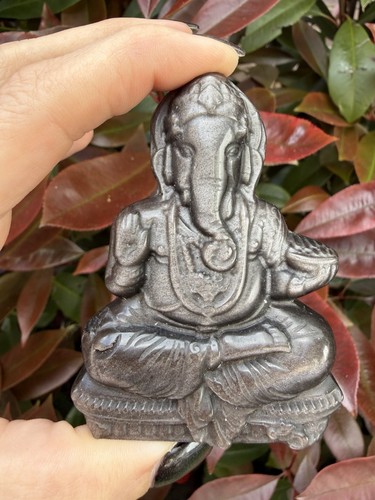 Silver sheen obsidian ganesh - sheen,