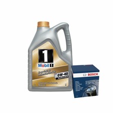 Engine Oil 0W40 5L Mobil 1 FS - Bosch Oil Filter Service Kit Fully Synthetic