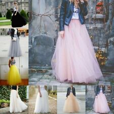 5 Layer Tulle Long Skirt Tutu Women Maxi Wedding Skirts Party Prom Underskirt T1
