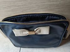 Antoni & Alison Navy Blue and Cream Bow Tablet Case/Bag/Pouch 26cm X 20cm X 3cm