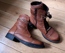 MODA IN PELLE TAN LEATHER BIKER BOOT 'ANNALETTE', Size 39