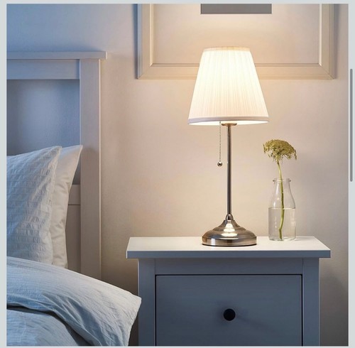 Ikea table lamp brass white - table,