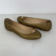 Giuseppe Zanotti Gold Embellished Ballet Flats Shoes Leather Size 40 / 7 Ladies