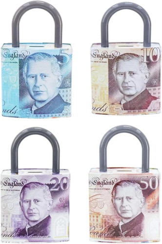 Money tin box padlock - money, shape