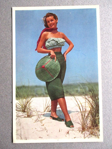 1950s postcard bikini - postcard, pin